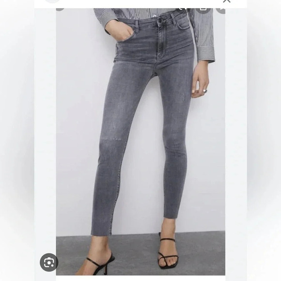 Zara high waisted skinny gray jeans size 6 denim dark gray - Picture 1 of 9